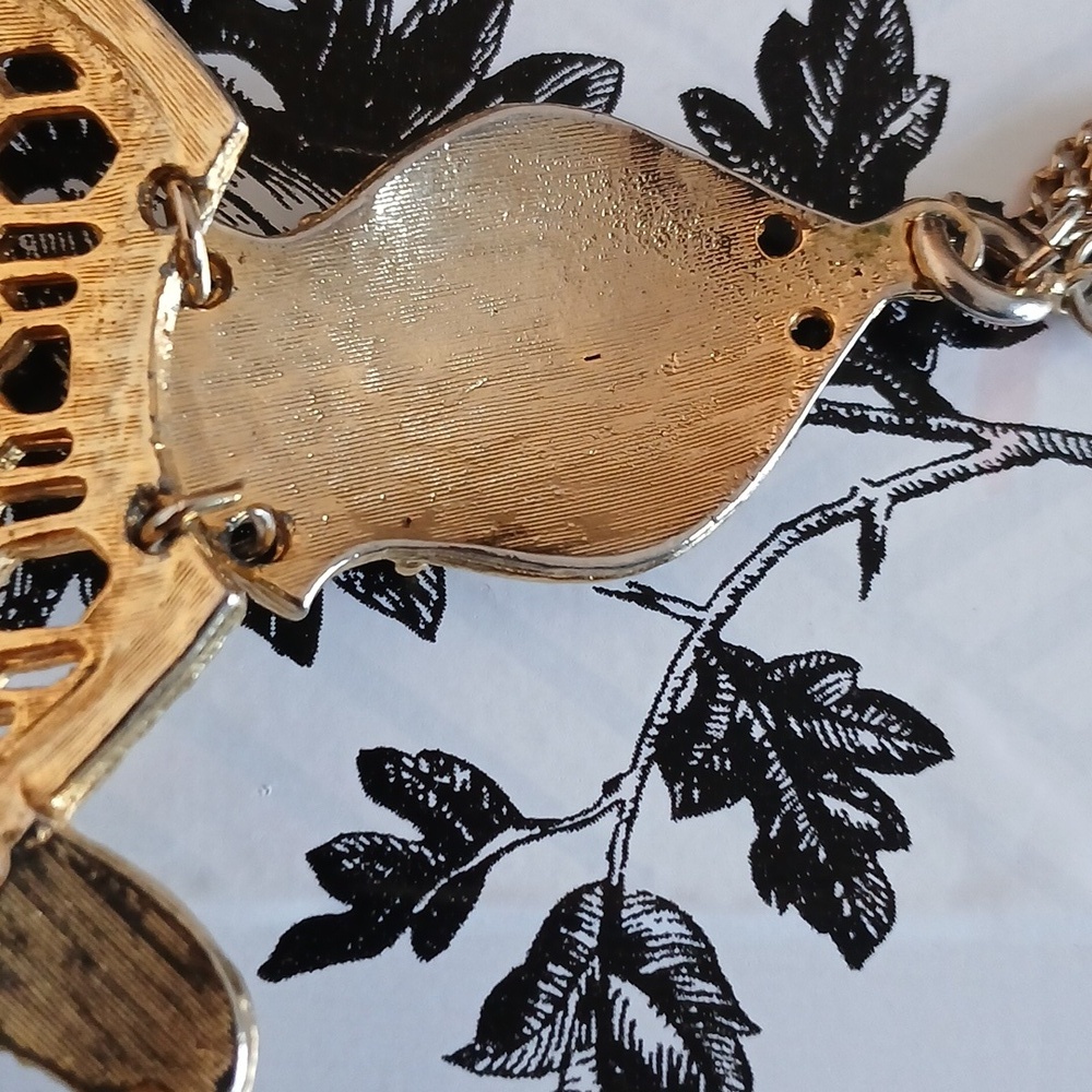 Vintage Large Intricate Animal 3 Strand Goldtone Turtle Statement Necklace - Picture 8 of 12